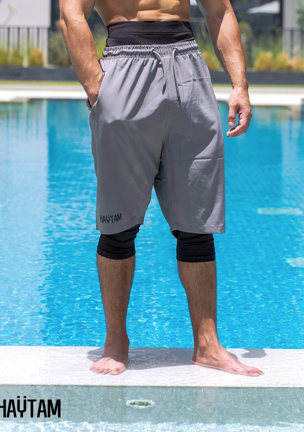 Sarouel de bain Haytam gris kaki