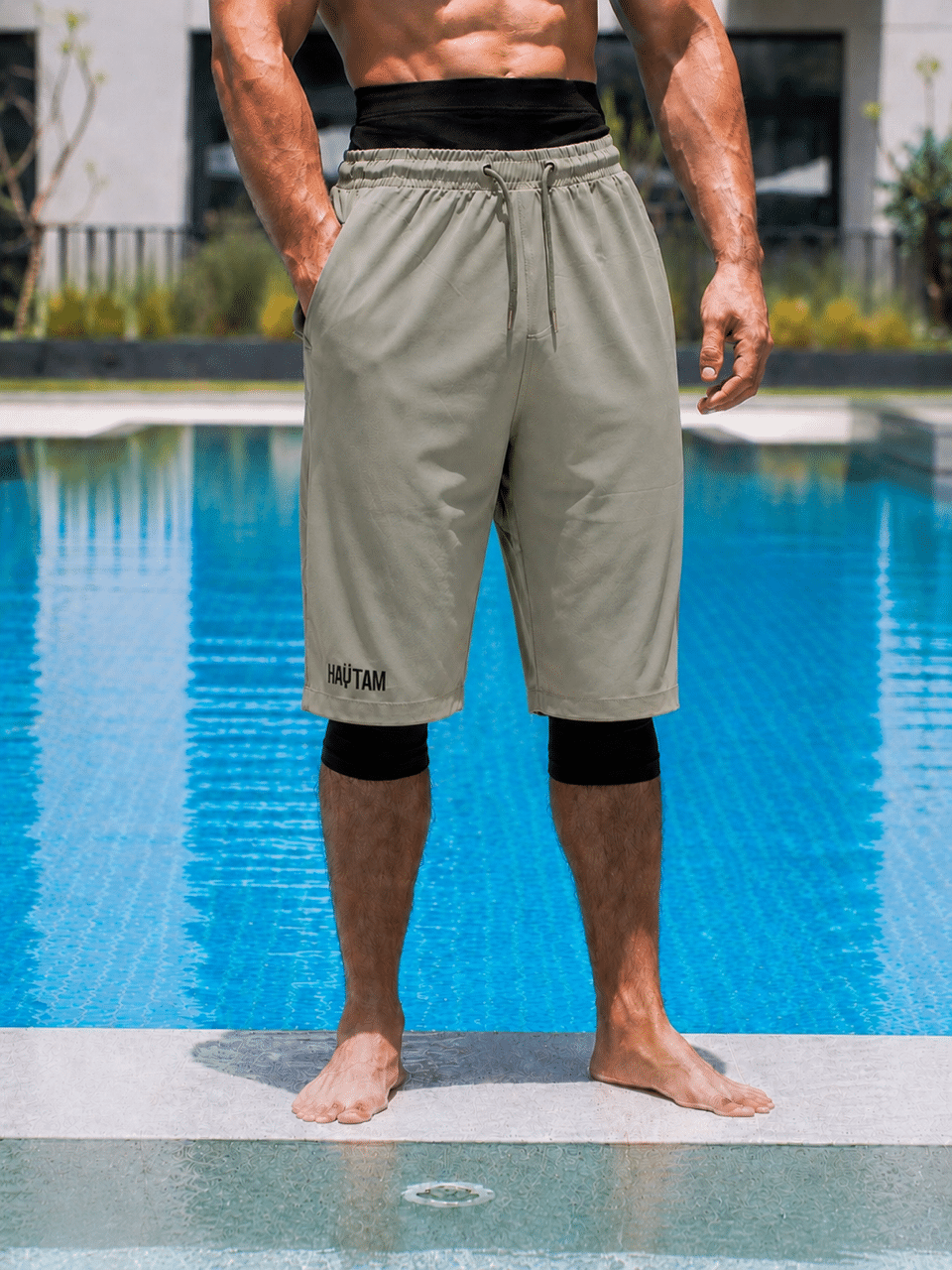 Sarouel de bain Haytam gris kaki